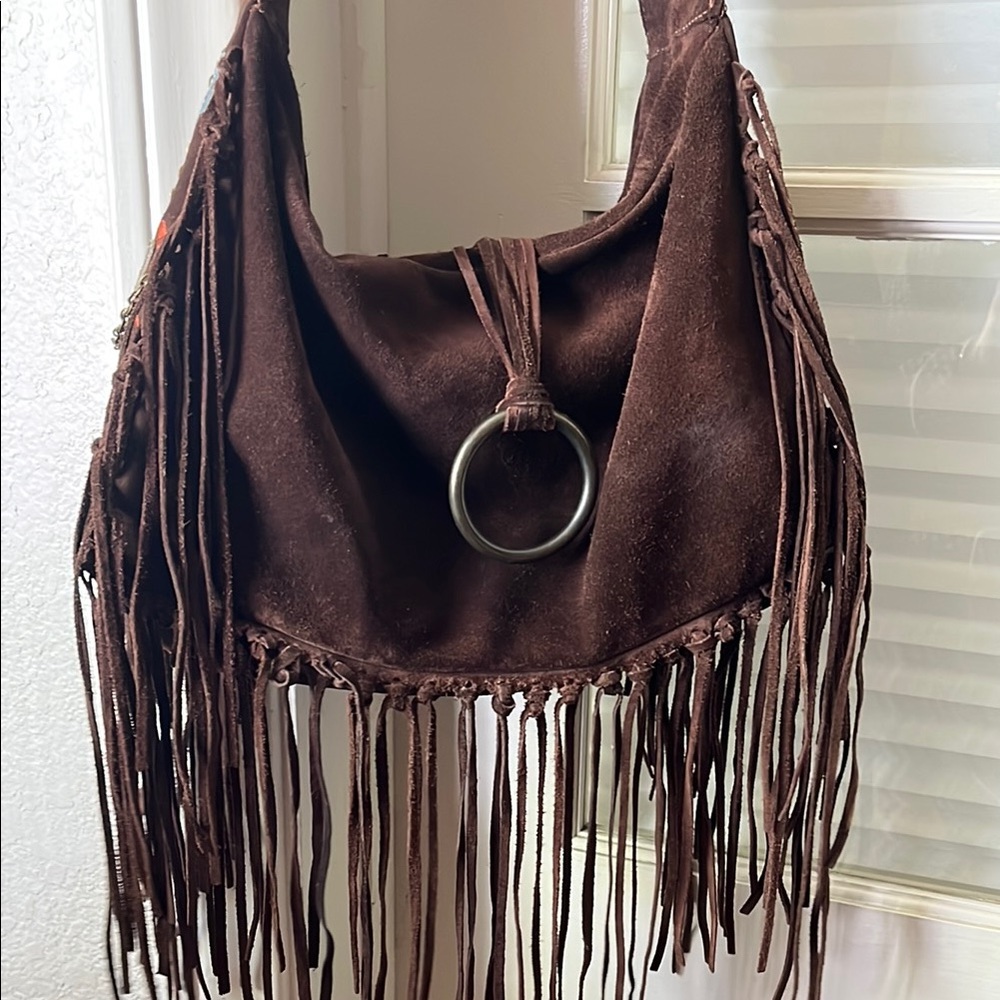 Brown Fringe Suede Bag Francescobiasia